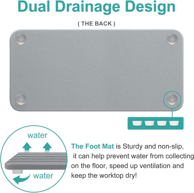 Deceram Diatomaceous Earth Dish Drying Mat for Kitchen Sink Bathroom Counter Trays Water Absorbing Stone Drying Tray Diatomite Soap Dish Coasters Absorbent Stone Quick Dry Sink Trays Kitchen Accessories - Image 5